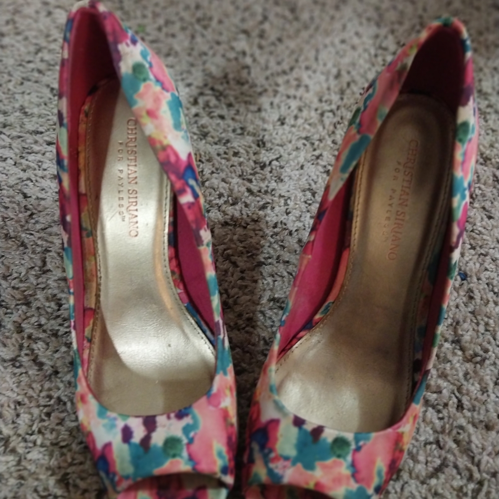 Christian Siriano Multicolor Floral Heels